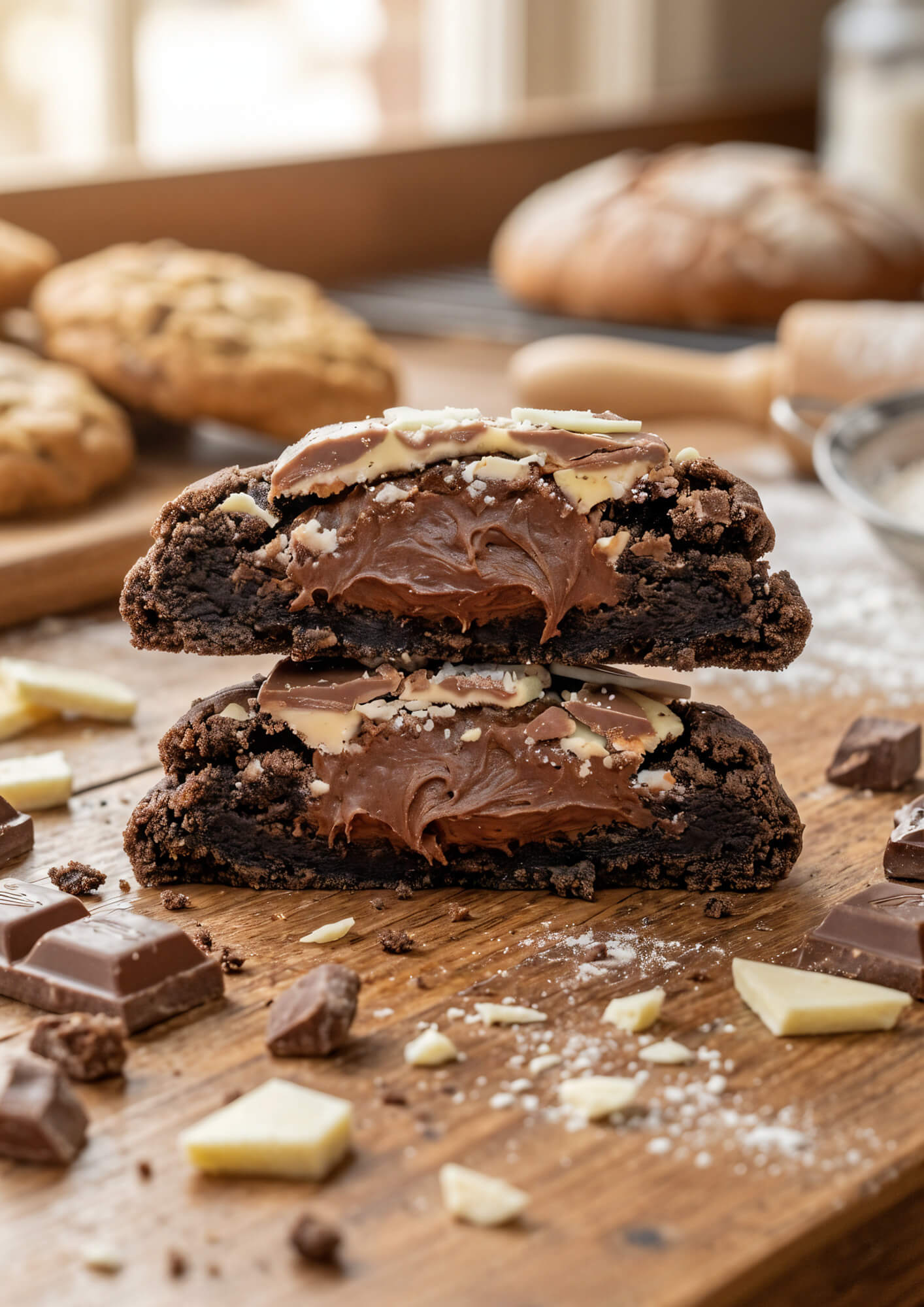 Tripple chocolate chip cookie Humble and Crumble doorgesneden